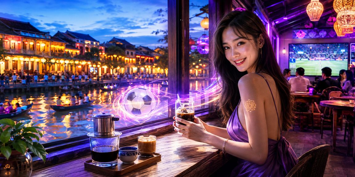 Người dùng trải nghiệm cá cược trực tuyến bên ly cà phê tại Hội An Việt Nam